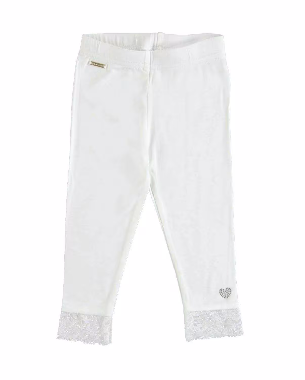 Sarabanda Kinder M&auml;dchen Leggings lang wei&szlig; mit Spitze