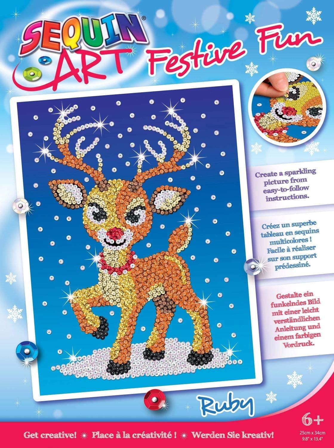 Sequin Art Bastel-Set Pailletten Steckbild Weihnachten Rentier