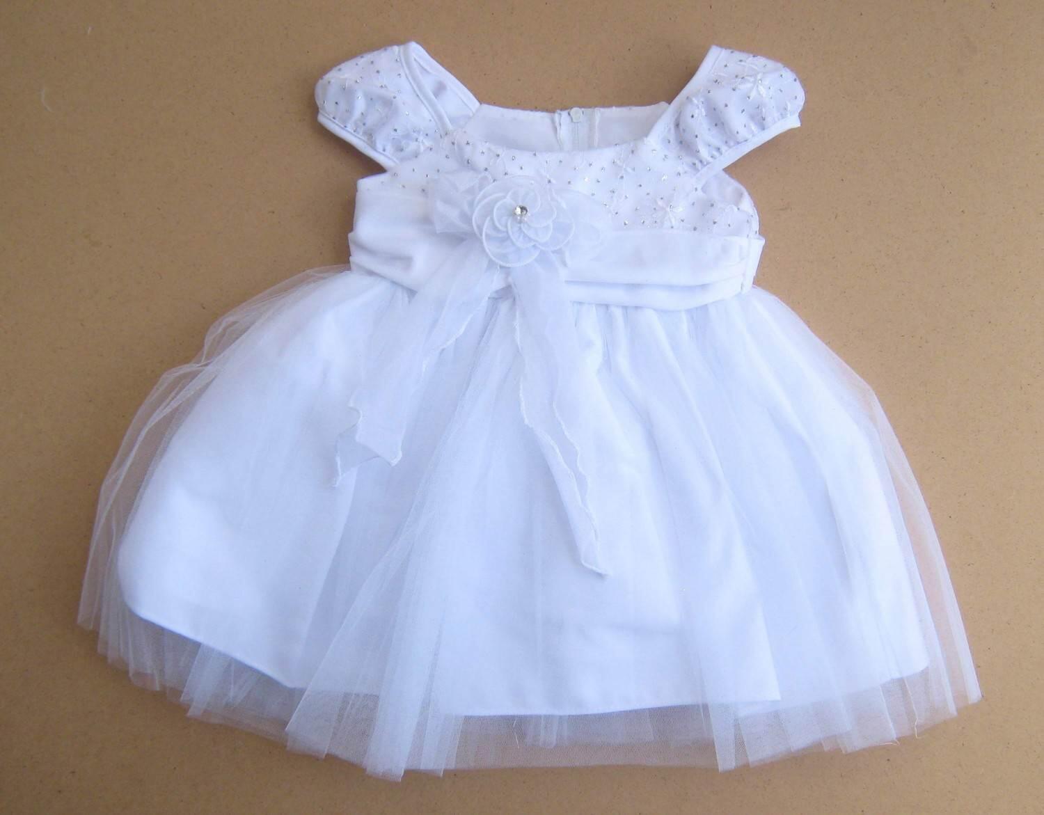 TipTop festliches Babykleid Taufkleid Glamour wei&szlig;