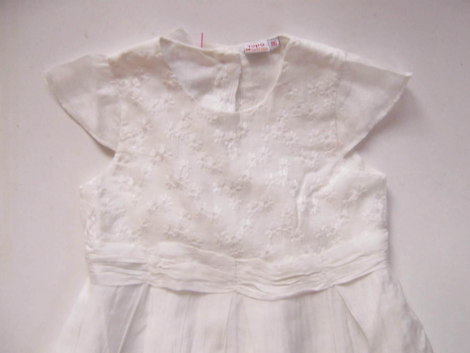 Topo Kinder M&auml;dchen Kleid mit Stickerei Kira ecru