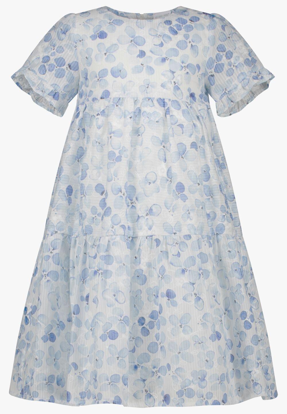 Topo Kinderkleid M&auml;dchen Kleid festlich Flower blau wei&szlig;