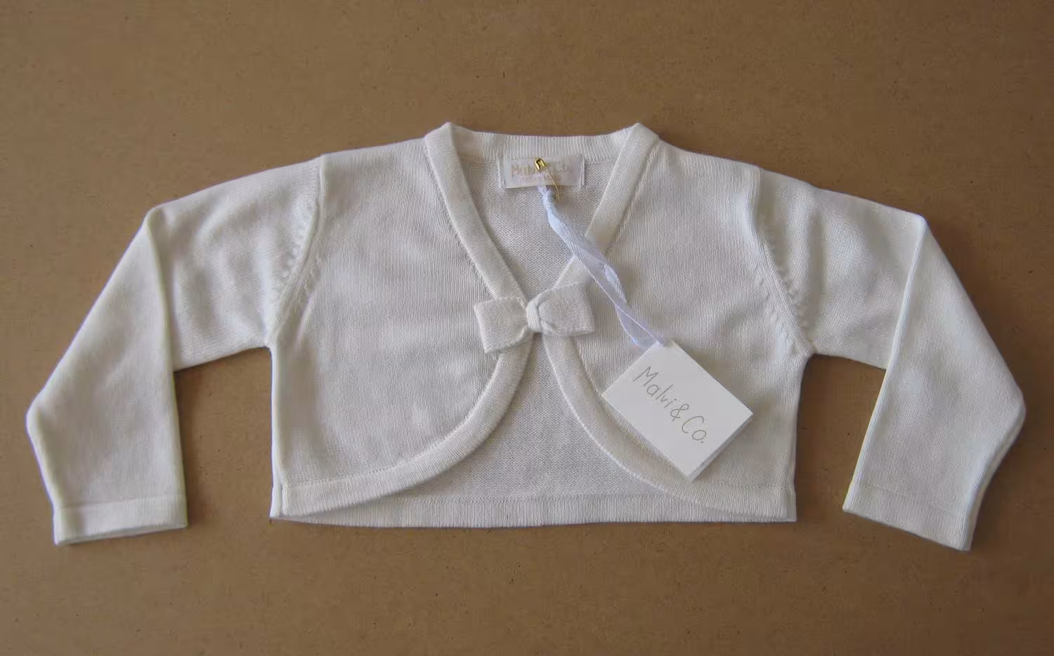 Malvi Kinder Strick-Bolero mit Schleife ecru