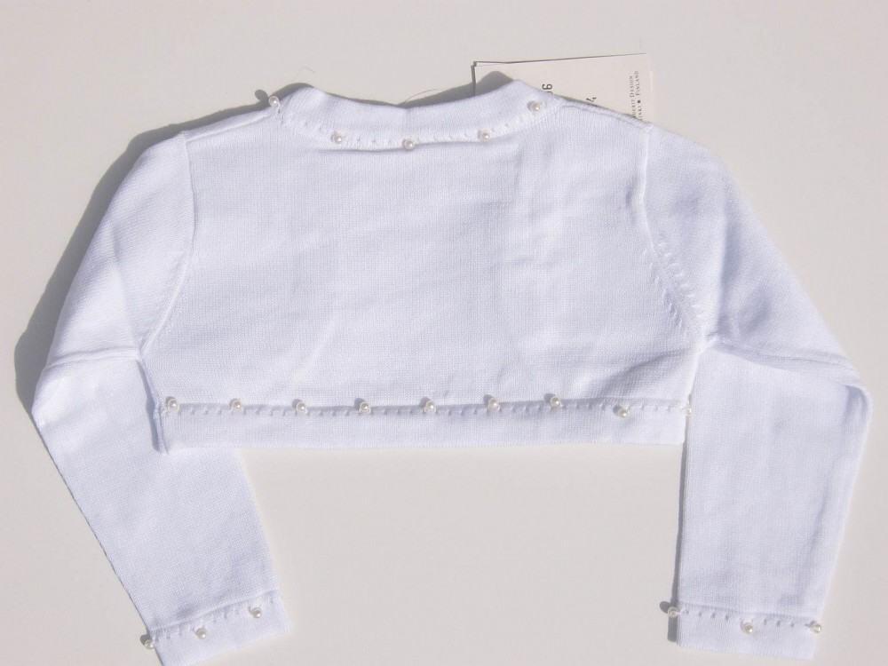 KINDERIT Baby Bolero Strick Perlen wei&szlig;