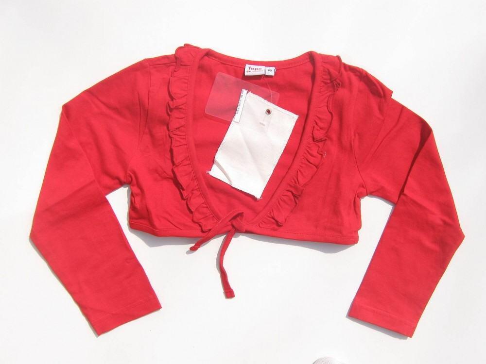 Topo Kinder M&auml;dchen Baumwoll Bolero mit R&uuml;schen rot