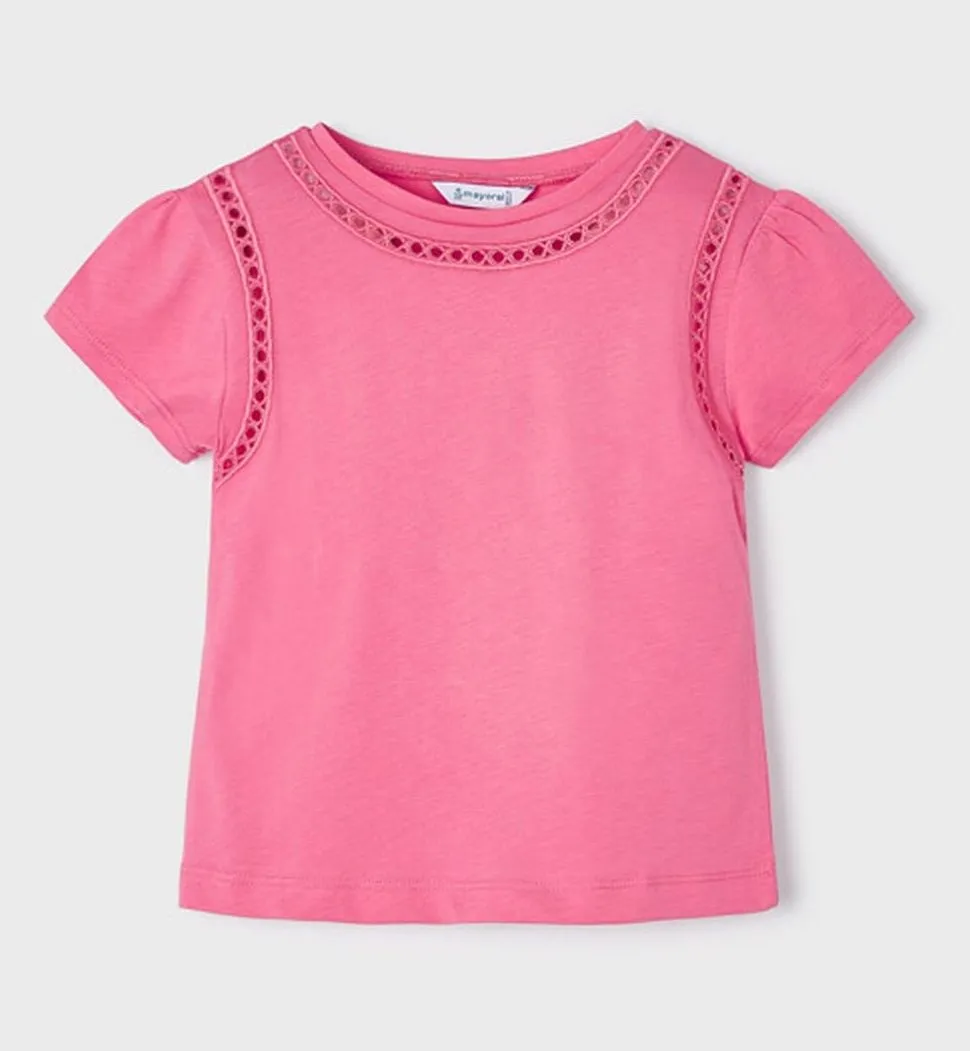 mayoral M&auml;dchen T-Shirt Kurzarm Lochsitickerei pink