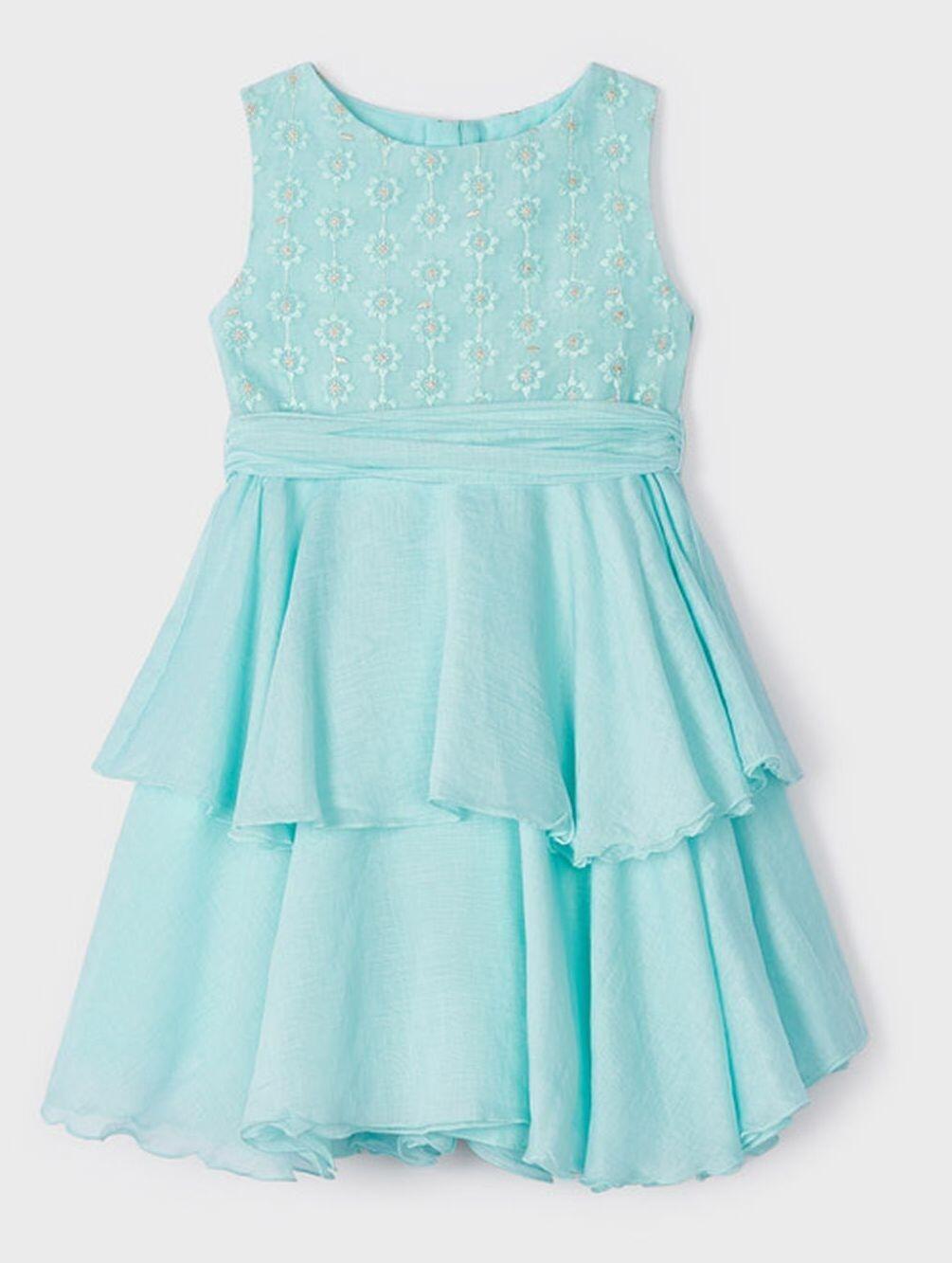mayoral festliches Kinderkleid M&auml;dchen Kleid mit Gold-Stickerei
