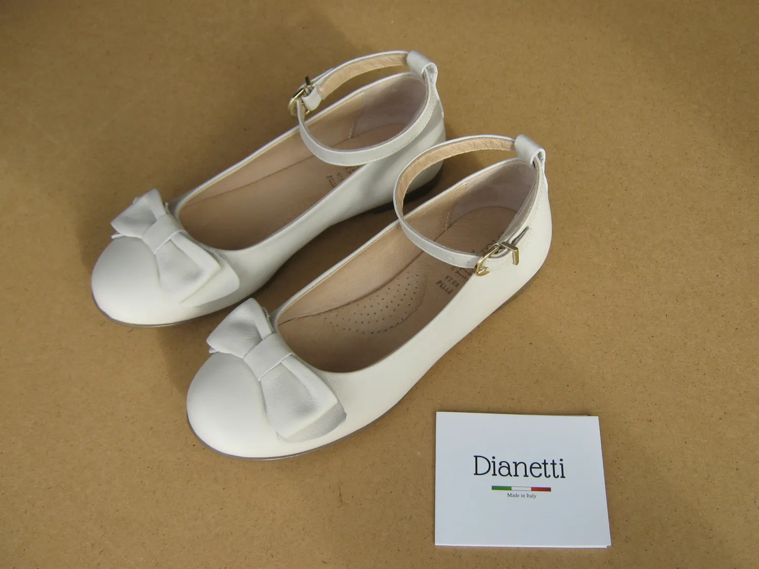 Dianetti Kinder-Schuhe Leder Ballerina ecru