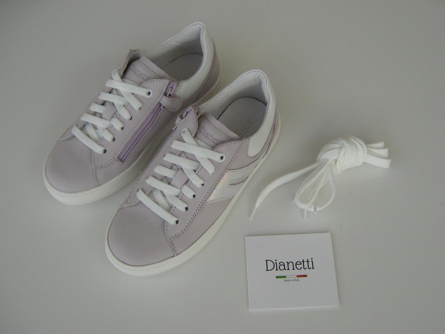 Dianetti Leder Sneaker f&uuml;r Kinder flieder wei&szlig;