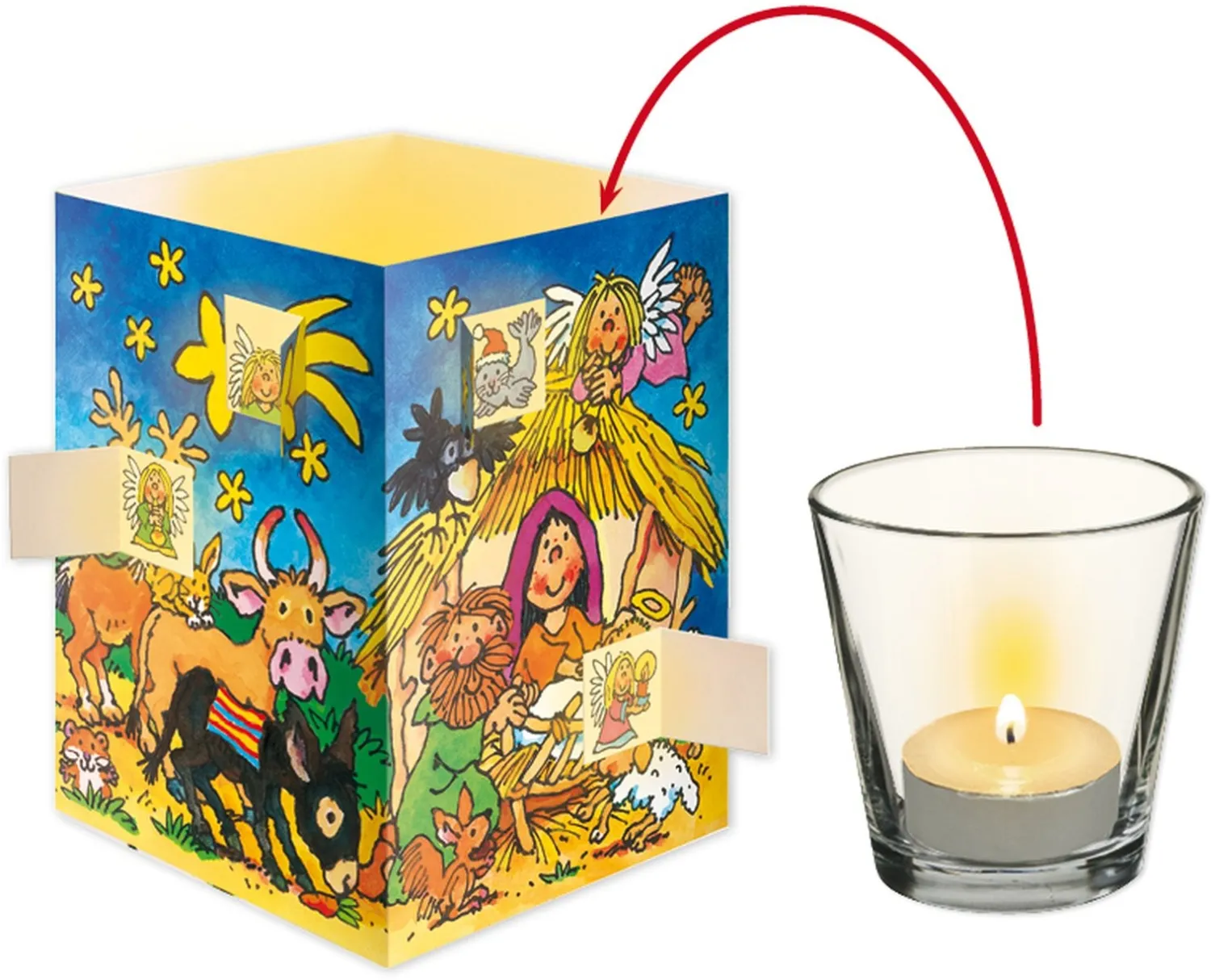 Adventskalender Lichterkarte Krippe