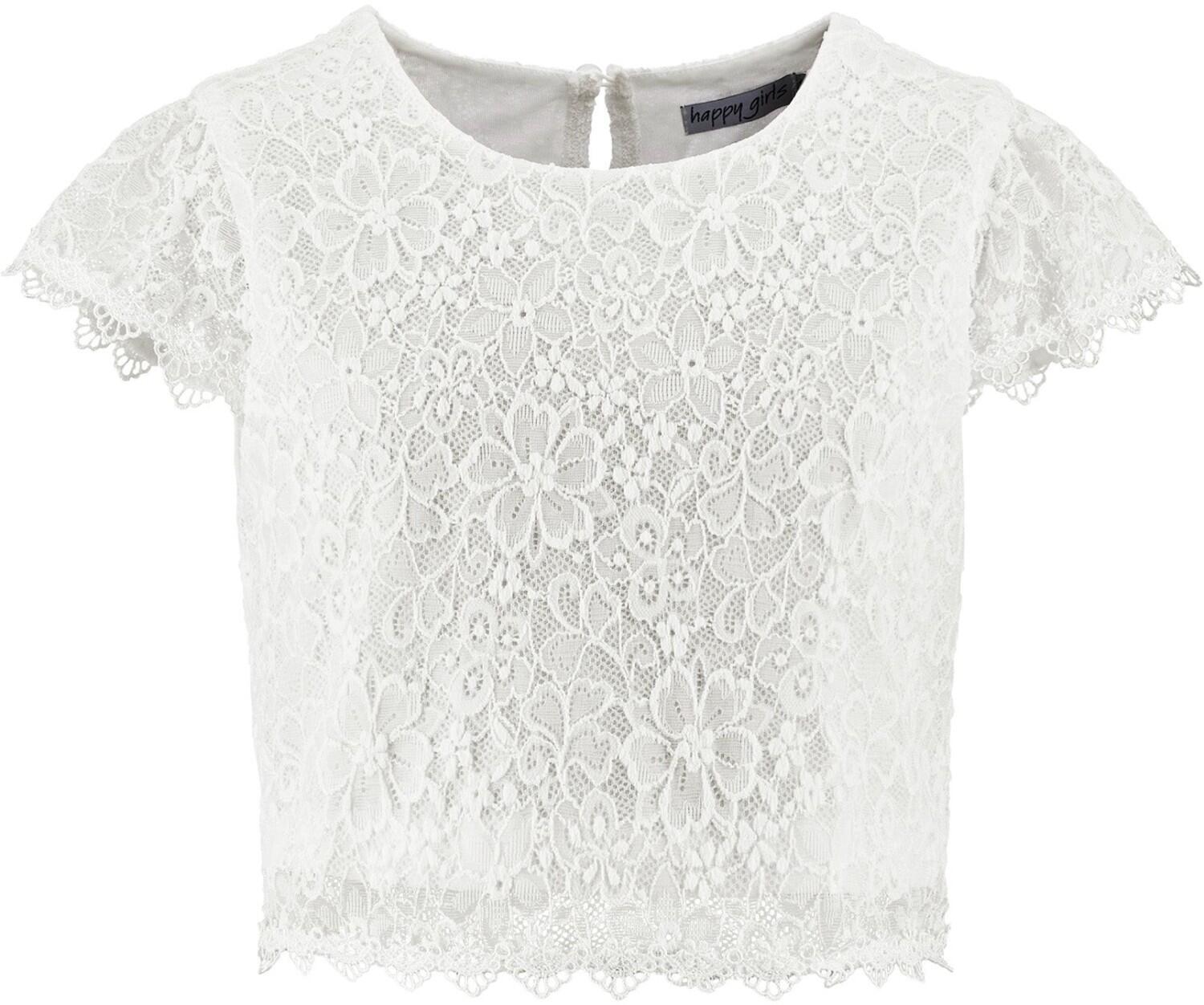 Happy Girls Teens M&auml;dchen Bluse Shirt festlich Spitze ecru