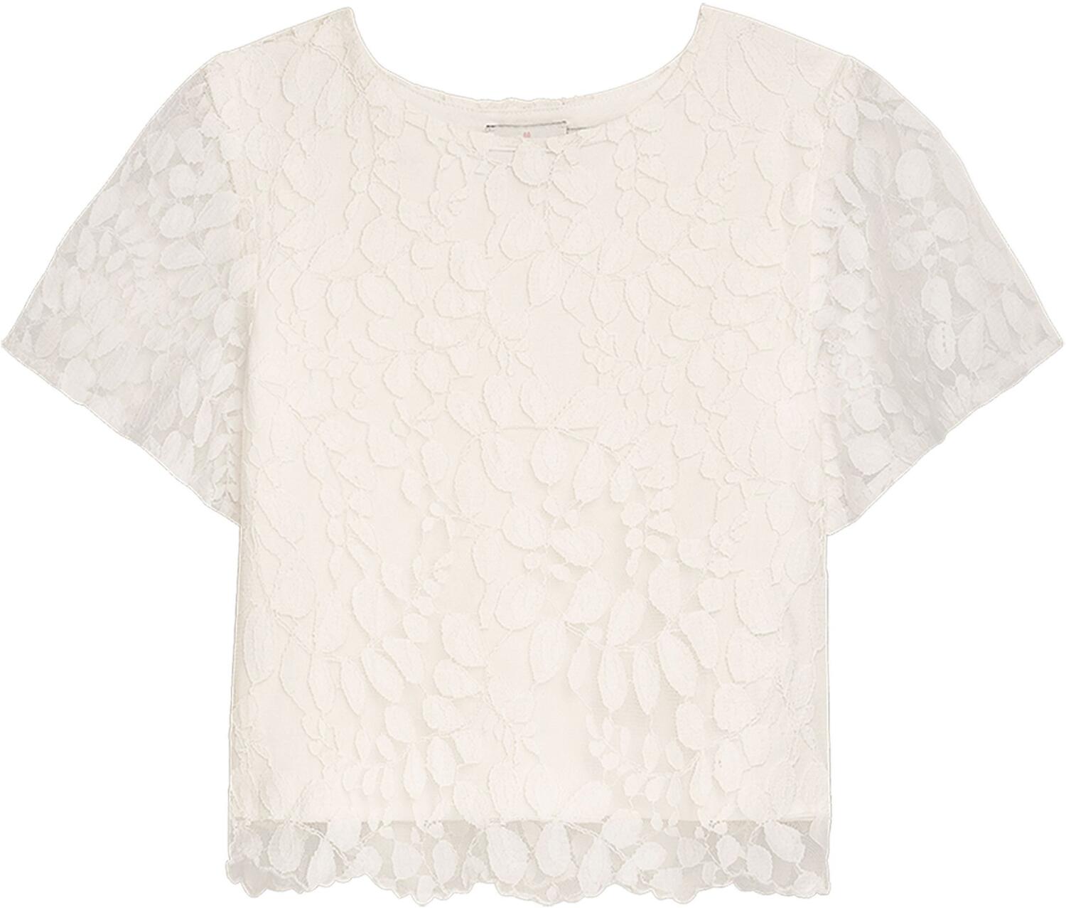 Danamade Teens M&auml;dchen Spitzen Shirt Bluse festlich ecru