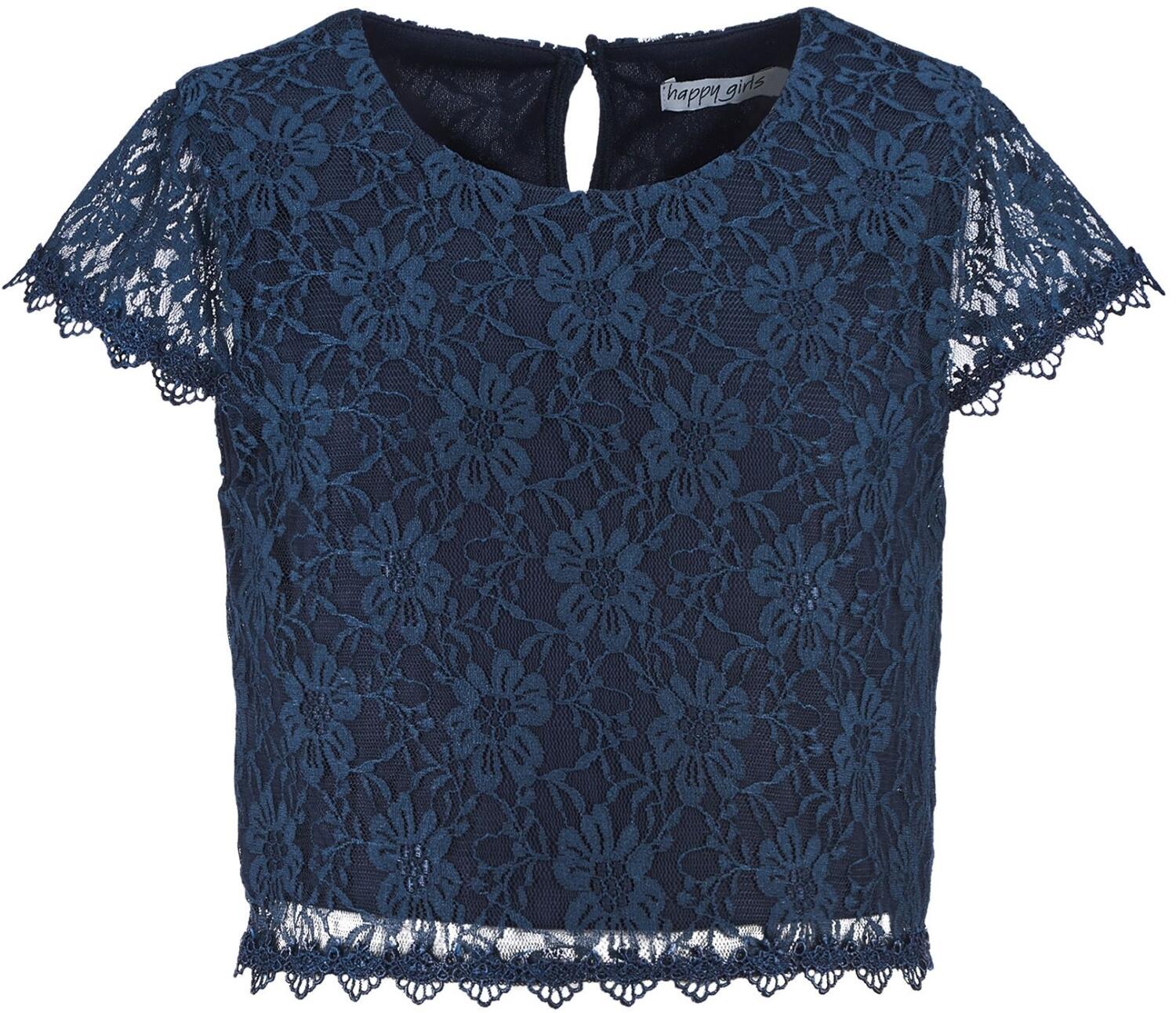 Happy Girls Teens M&auml;dchen Bluse Shirt festlich Spitze blau