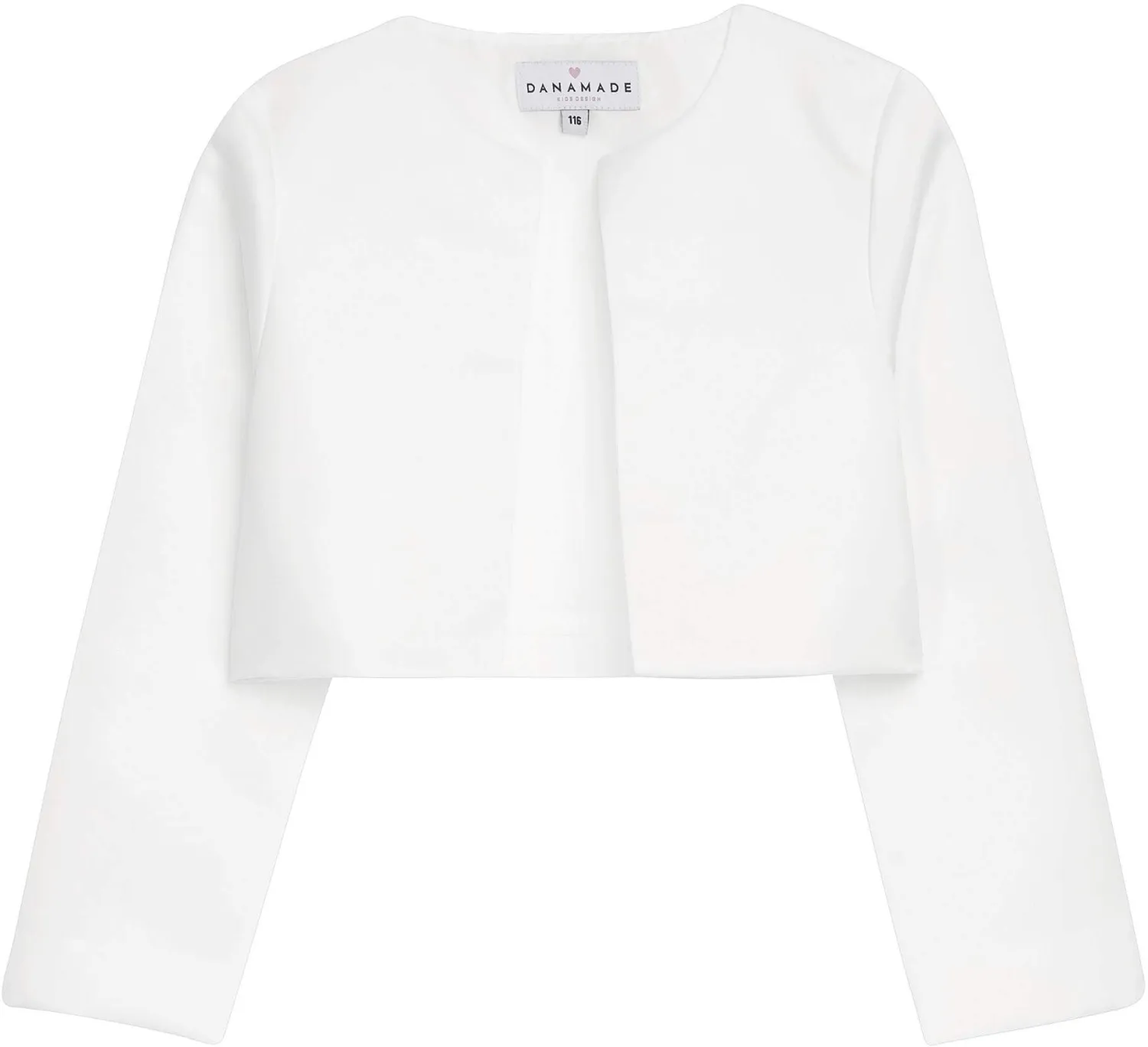 DANAMADE festlicher M&auml;dchen Satin Bolero eckig wei&szlig;