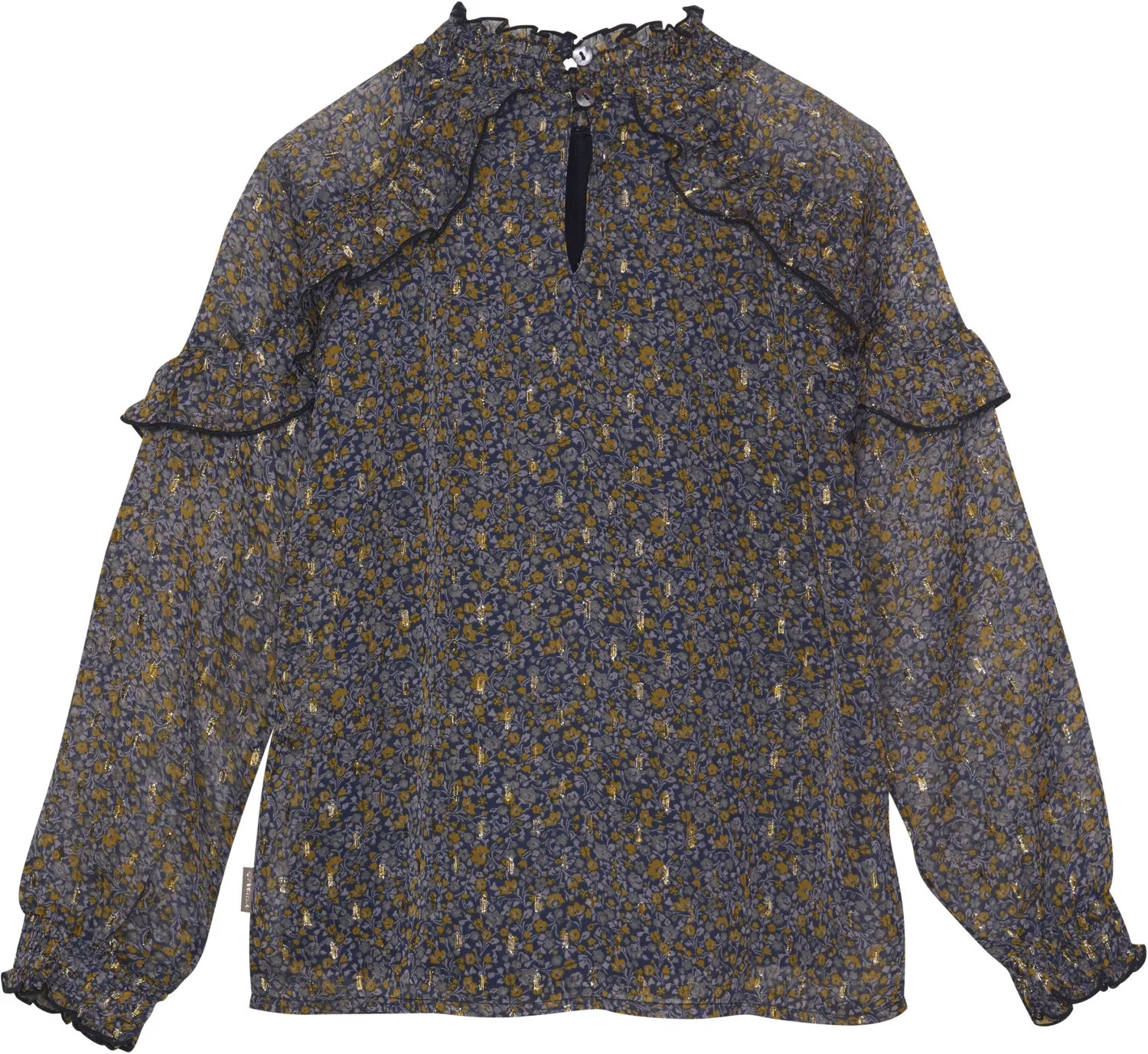 Creamie Mädchen Bluse Langarm geblümt blau