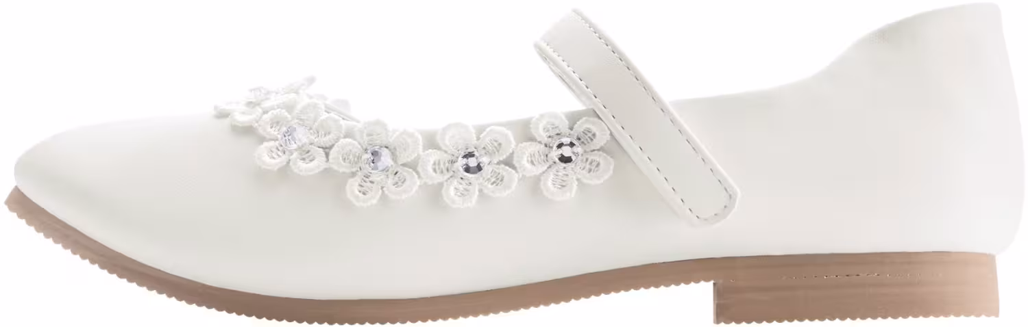 Happy Girls festliche Kinderschuhe Kommunion Blumen ecru