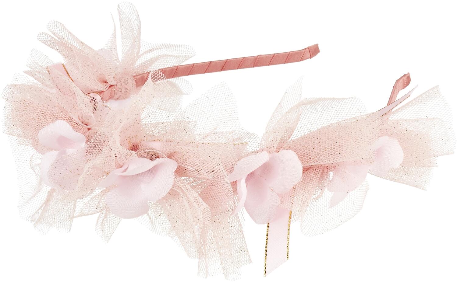 Souza Kinder Haarreif mit T&uuml;ll und Bl&uuml;ten Inez rosa