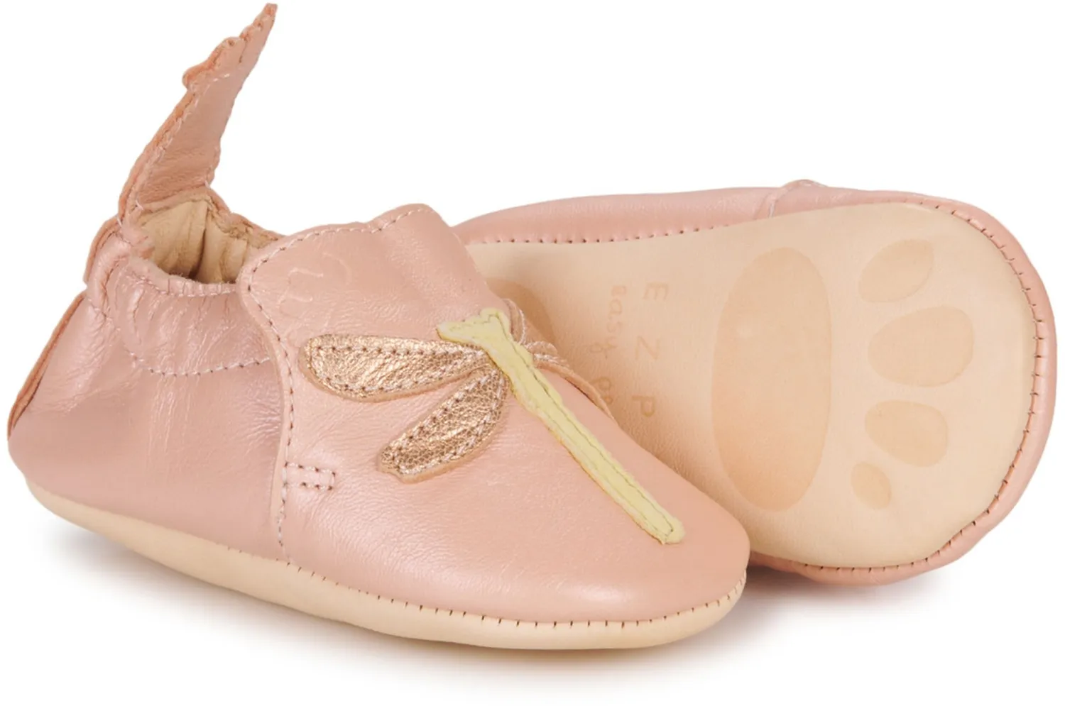 easy peasy Baby Haus-Schuhe Krabbelschuhe Libelle rosa