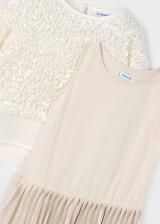 Mayoral M&auml;dchen Kinder Kleid festlich Pailletten ecru