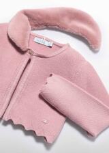 abel &amp; lula M&auml;dchen Bolero Jacke mit Fellkragen rosa