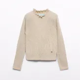 abel & lula Mädchen Glitzer Pullover Feinstrick beige