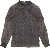 Creamie Mädchen Bluse Langarm geblümt blau