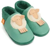 Orangenkinder Baby Schuhe aus Leder Krabbelschuhe Schaf grün