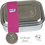 Brotdose Lunchbox Edelstahl Sternchen silber-pink