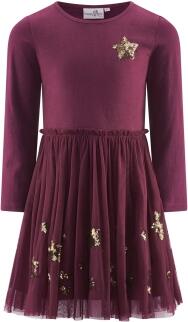 Happy Girls Mädchen Kleid festlich Glitzer Stern berry Vorderansicht