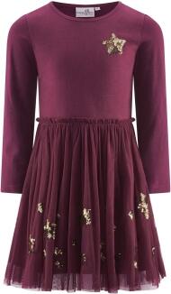 Happy Girls Mädchen Kleid festlich Glitzer Stern berry Vorderansicht
