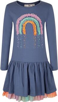Happy Girls Mädchen Kinder Kleid Regenbogen blau