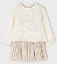 Mayoral M&auml;dchen Kinder Kleid festlich Pailletten ecru