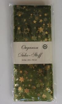 Dekostoff Organza grün mit Sternen