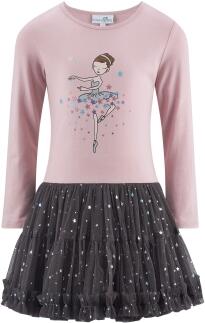 Happy Girls Mädchen Kleid Kinderkleid Ballerina rosa grau