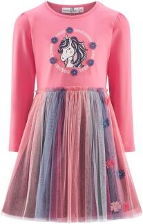Happy Girls Mädchen Kleid Einhorn candy vorne