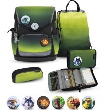 Belmil Premium Schulranzen-Set Compact Plus 5-tlg. Schwarz Gr&uuml;n