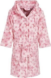 Kinder Bademantel Fleece Hawaii rosa