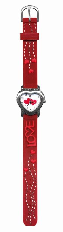 Kids Watch Kinder Armbanduhr Herzchen rot