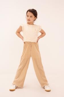Nono festlicher Mädchen Jumpsuit mit Spitzenoberteil Sand Blush