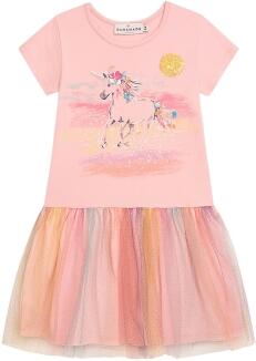 DANAMADE Mädchen Kleid Sommerkleid Einhorn rosa
