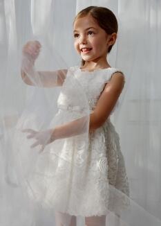 abel & lula Kinder Mädchen Kleid festlich Ballonkleid ecru