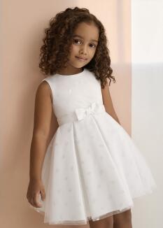 abel & lula Kinder Mädchen Kleid festlich Glitter ecru