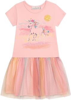 DANAMADE Mädchen Kleid Sommerkleid Einhorn rosa