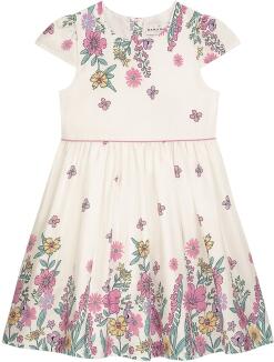 DANAMADE Mädchen Kleid Sommerkleid Caro geblümt ecru