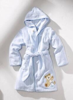 Kinder Bademantel Frottee Bio Bear hellblau