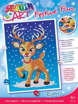 Sequin Art Bastel-Set Pailletten Steckbild Weihnachten Rentier