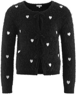 Happy Girls Mädchen Teens Strickjacke Cardigan Herzen schwarz