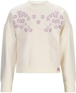 Nono Mädchen Sweatshirt mit lila Stickerei pearled ivory