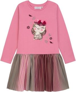 DANAMADE Kinder Mädchen Kleid Eule candy