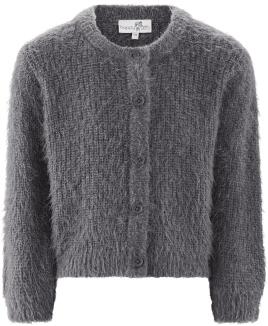 Happy Girls Mädchen Strickjacke Cardigan Fransengarn grau