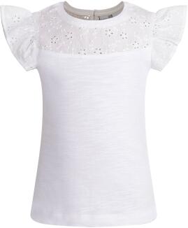 Happy Girls Mädchen T-Shirt Lochstickerei weiß